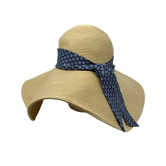 Vineyard Vines Womens Sun Hat Large Floppy Nautical Preppy Straw w/ Ribbon OSFM - Picture 5 of 8